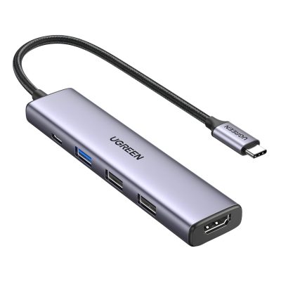 UGREEN Revodok 5-in-1 Type-C Hub | 4K HDMI, USB-A and Type-C Ports – Silver